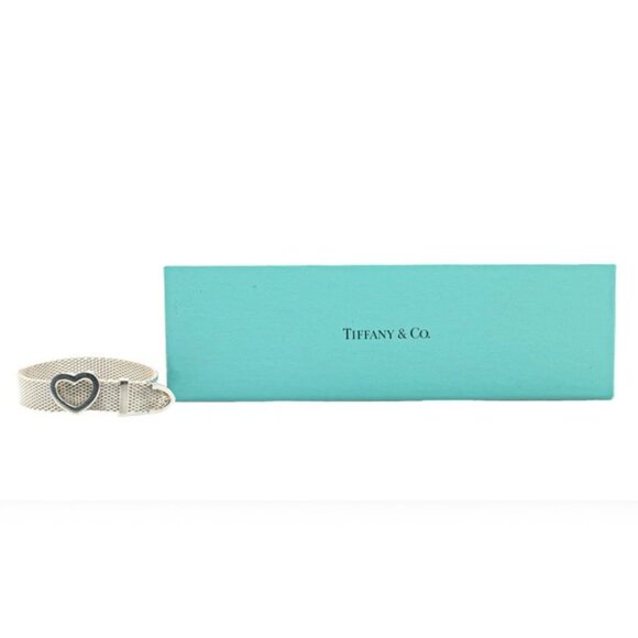 Tiffany & Co. Somerset Mesh Heart Bangle Bracelet 6.7" SV925 Peretti Auth w/Box - Picture 5 of 5
